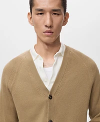 Mango Men's Ribbed Knitted Buttons Cardigan