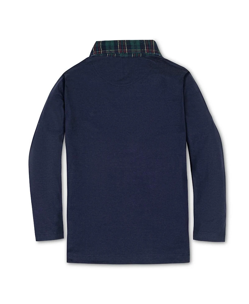 Hope & Henry Boys Organic Long Sleeve Polo Shirt with Woven Collar