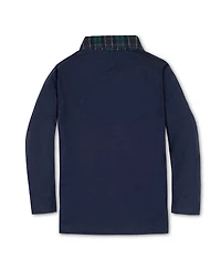 Hope & Henry Boys Organic Long Sleeve Polo Shirt with Woven Collar