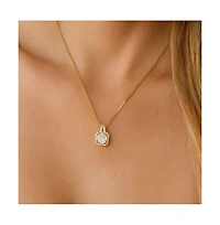 Elena Halo Pendant Necklace Gold & White Plated