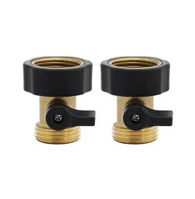 Twinkle Star Heavy Duty Brass Shut Off Valve 2-Pack Garden Hose Connector