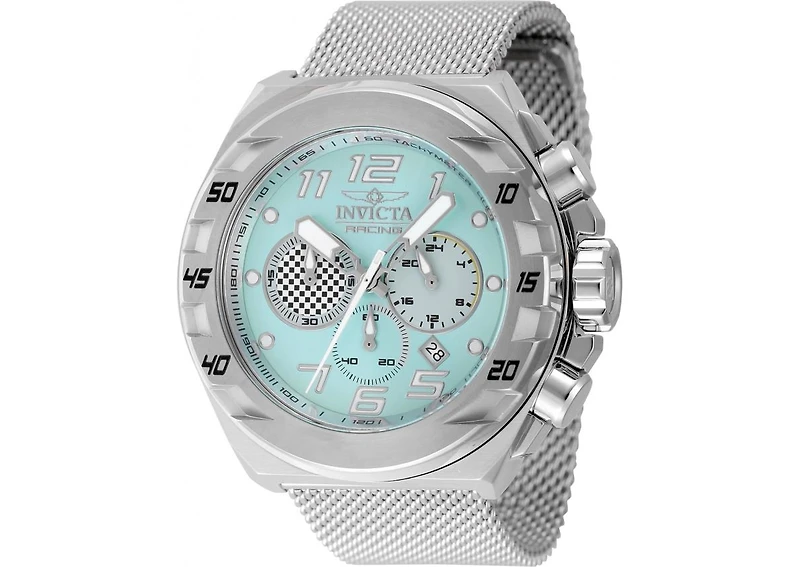 Invicta Men's 47202 Invicta Racing Quartz Chronograph Silver, Light Grey, Turquoise Dial Watch