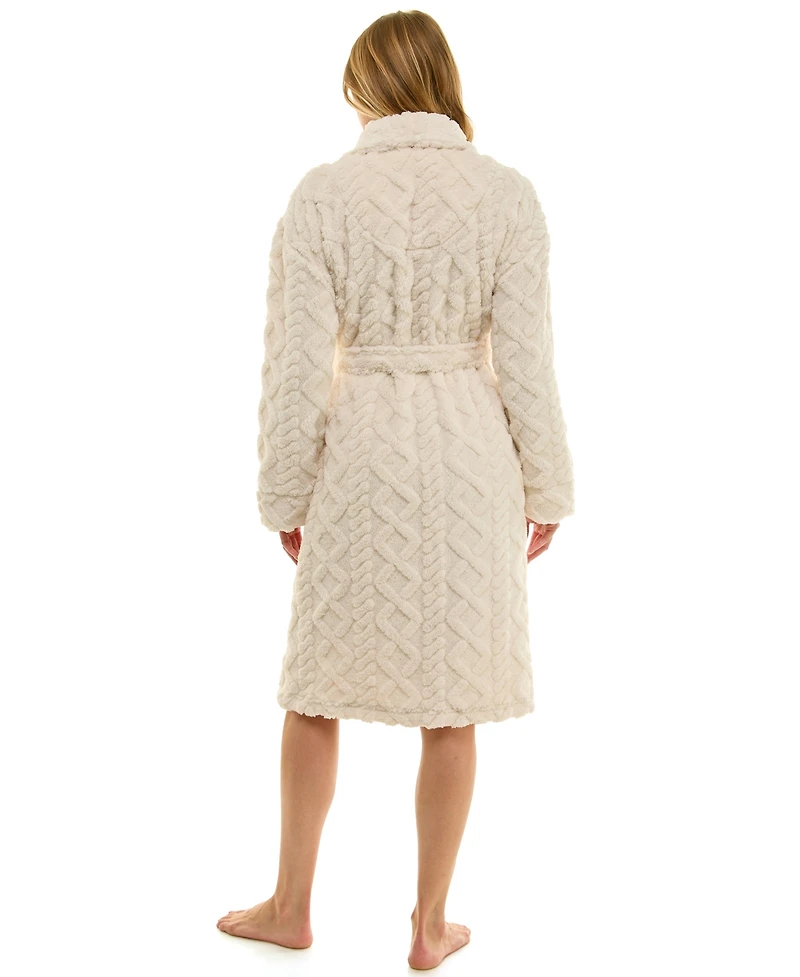 Roudelain Women's Textured Shawl Collar Robe