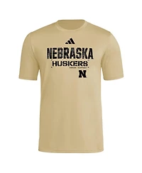 Adidas Men's Natural Nebraska Huskers 2025 Military Appreciation Pre-Game Aeroready T-Shirt