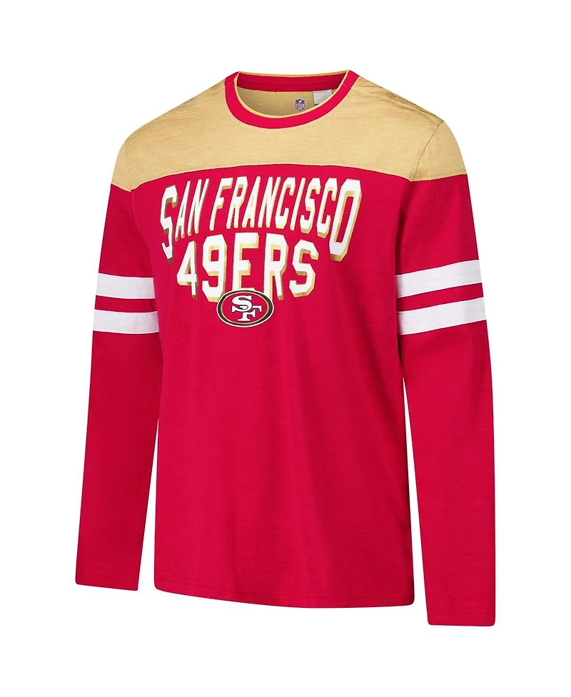 G-iii Sports by Carl Banks Men's Scarlet/Gold San Francisco 49ers Adaptive Hail Mary Long Sleeve T-Shirt