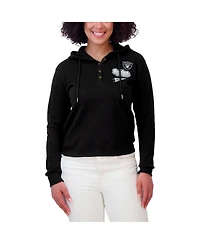 Wear by Erin Andrews Women's Black Las Vegas Raiders Plus Waffle Hoodie Pullover Top
