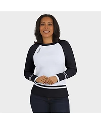 Wear by Erin Andrews Women's White/Black Cincinnati Bengals Color Block Raglan Sweater