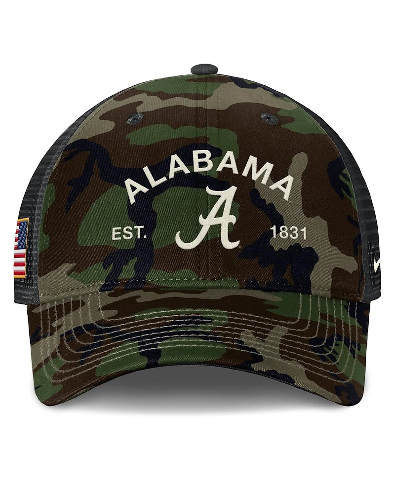 Nike Men's Camo Alabama Crimson Tide 2025 Military Appreciation Rise Adjustable Trucker Hat