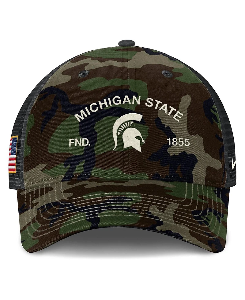 Nike Men's Camo Michigan State Spartans 2025 Military Appreciation Rise Adjustable Trucker Hat