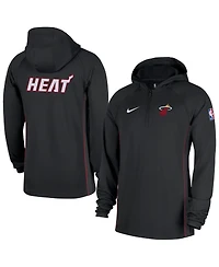 Nike Men's Black Miami Heat Authentic On Court Zone Quarter-Zip Dri-fit Hoodie Jacket
