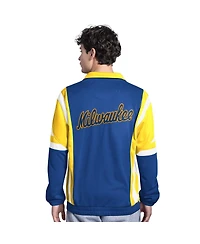 Starter Men's Royal/Gold Milwaukee Brewers Contender Tricot Full-Zip Track Jacket
