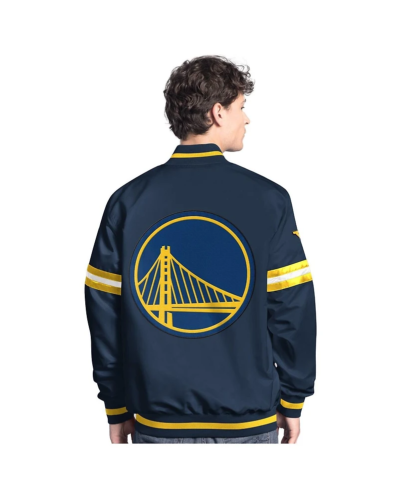 Starter Men's Navy Golden State Warriors Scout Full-Snap Varsity Jacket