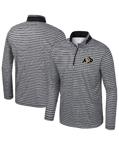 Colosseum Men's Black Colorado Buffaloes Striped Quarter-Zip Sweatshirt