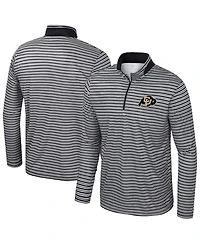 Colosseum Men's Black Colorado Buffaloes Striped Quarter-Zip Sweatshirt