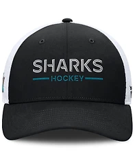 Fanatics Men's Black/White San Jose Sharks Authentic Pro Rink Lockup Adjustable Trucker Hat