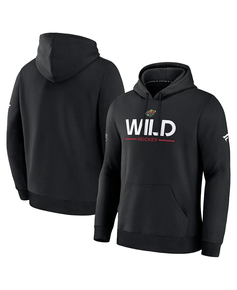 Fanatics Men's Black Minnesota Wild Authentic Pro Primary Hoodie