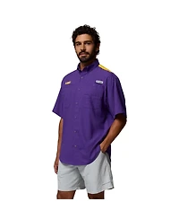 Columbia Men's Purple Lsu Tigers Tamiami Color Block Omni-Shade Button-Down Shirt