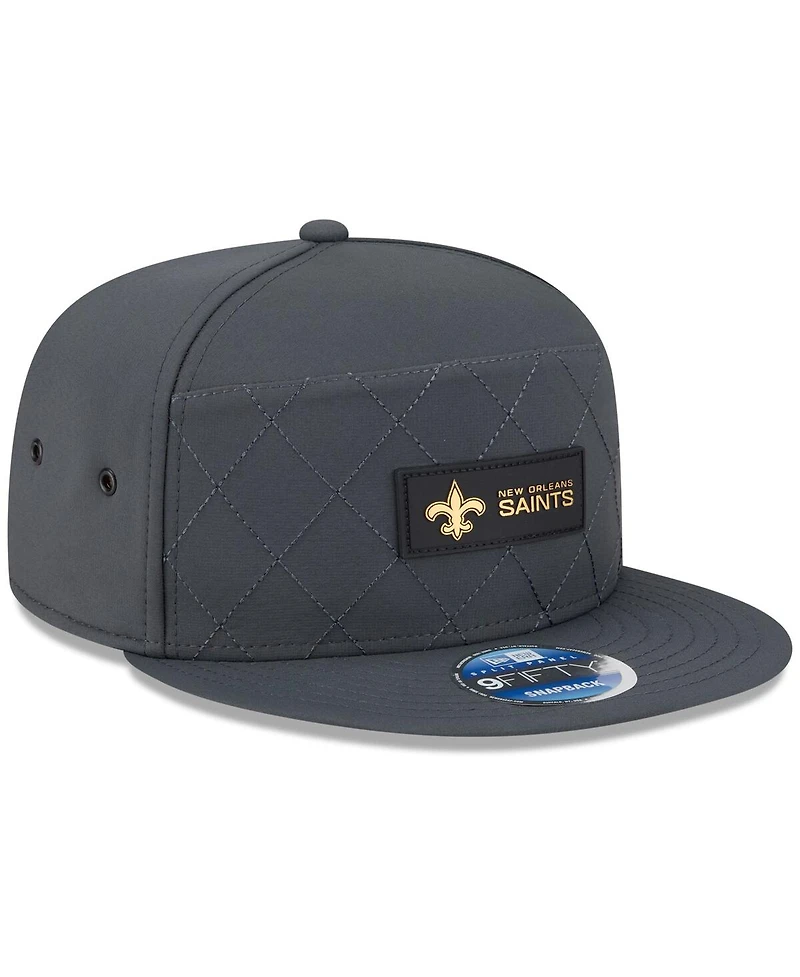 New Era Men's Charcoal New Orleans Saints 2025 Sideline Cold Weather Split Panel 9FIFTY Snapback Hat