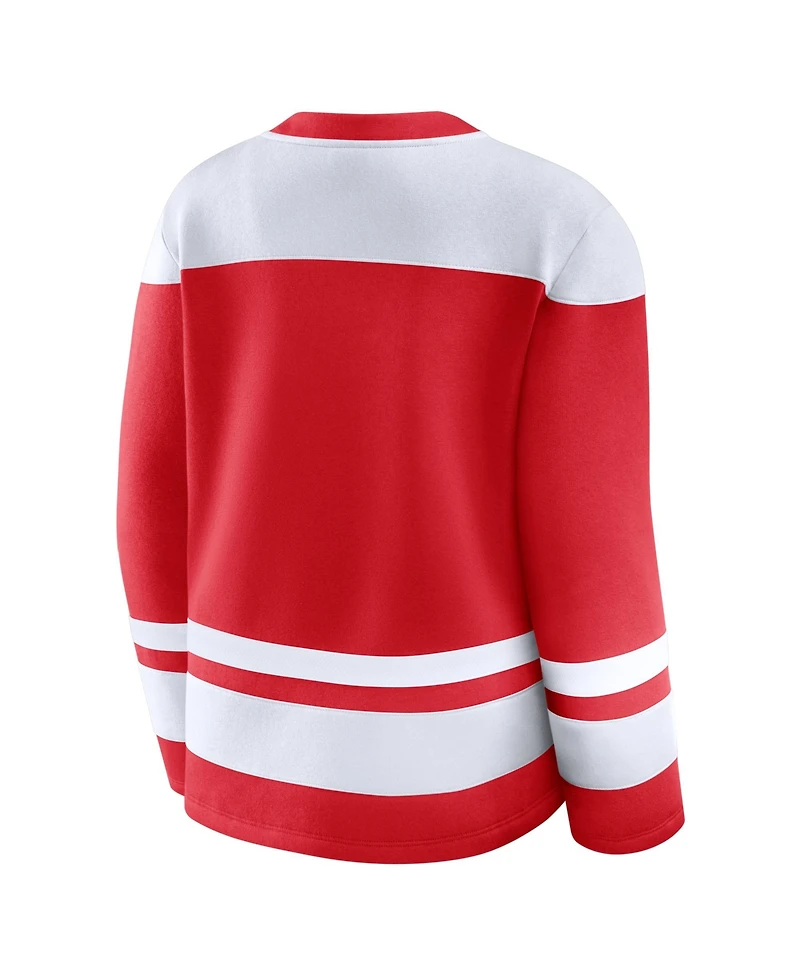 Fanatics Women's Red Detroit Wings Icing Long Sleeve Lace Up Sweatshirt