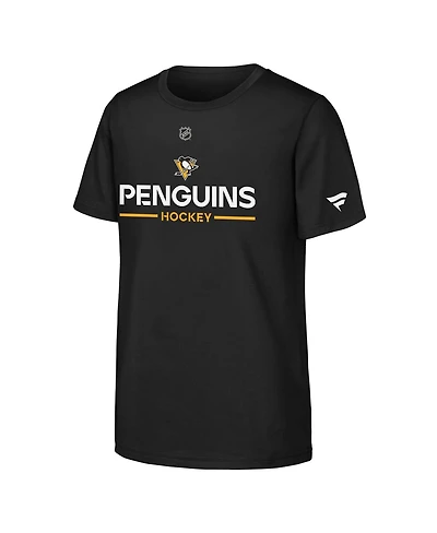Fanatics Big Boys and Girls Black Pittsburgh Penguins Authentic Pro Wordmark T-Shirt