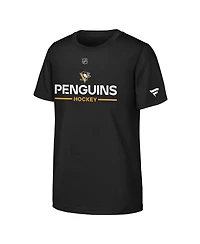 Fanatics Big Boys and Girls Black Pittsburgh Penguins Authentic Pro Wordmark T-Shirt