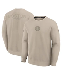 Fanatics Men's Tan Boston Bruins Authentic Pro Road Tri-Blend Sweatshirt