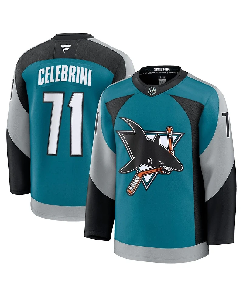 Fanatics Men's Macklin Celebrini Teal San Jose Sharks Alternate Premium Player Jersey