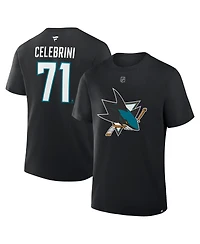 Fanatics Men's Macklin Celebrini Black San Jose Sharks Authentic Stack Name and Number T-Shirt