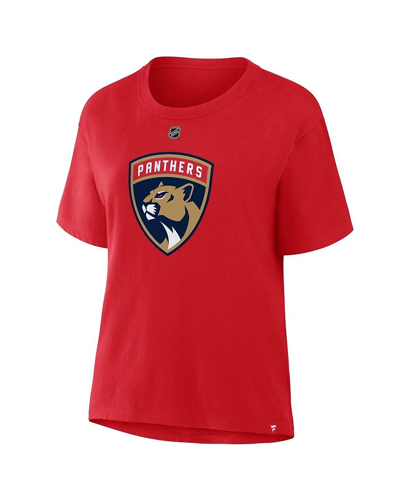 Fanatics Women's Matthew Tkachuk Red Florida Panthers Authentic Stack Name Number T-Shirt