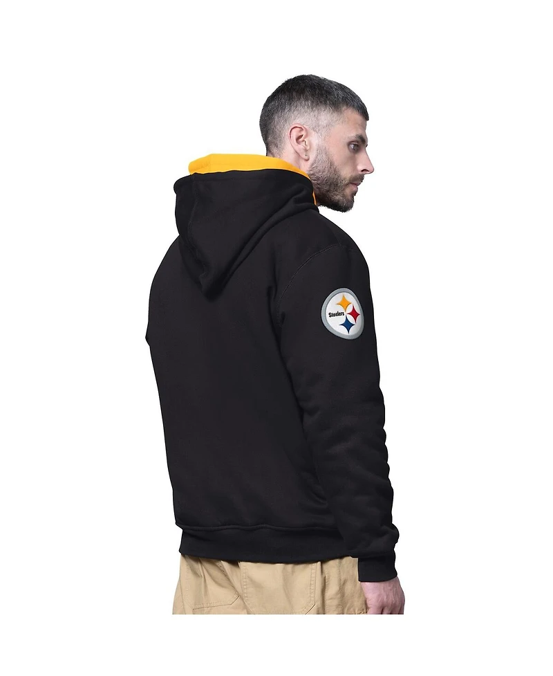 Starter Men's Black Pittsburgh Steelers Big Shot Full-Zip Double Hoodie