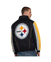 Starter Men's Black Pittsburgh Steelers Thursday Night Gridiron Half-Zip Jacket