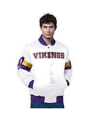Starter Men's White Minnesota Vikings Triple Option Satin Varsity Full-Snap Jacket