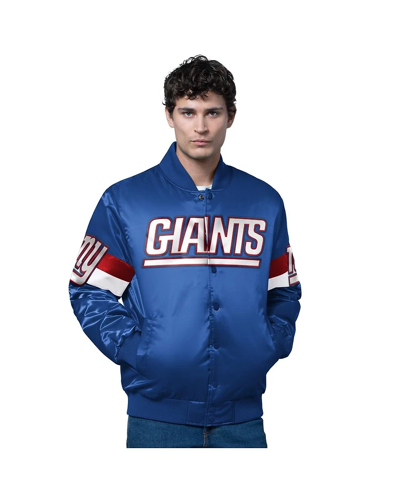 Starter Men's Royal New York Giants Triple Option Satin Varsity Full-Snap Jacket