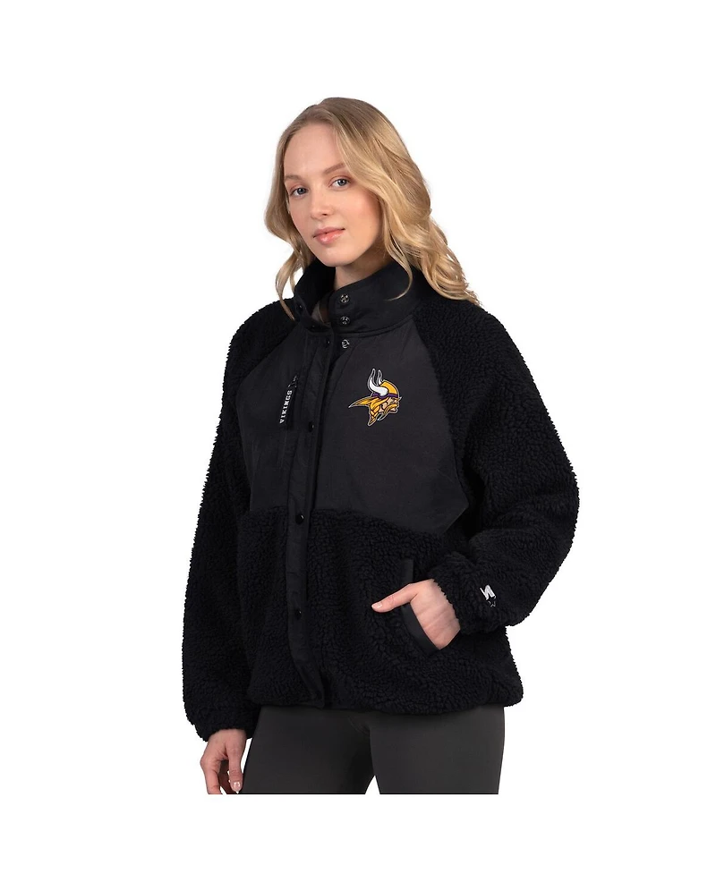 Starter Women's Black Minnesota Vikings On the Ball Sherpa Jacket