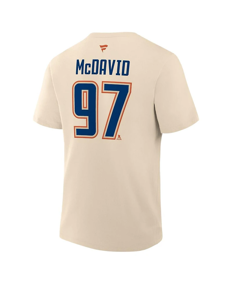 Fanatics Men's Connor McDavid Beige Edmonton Oilers Alternate Name Number T-Shirt