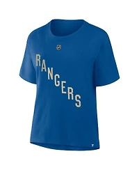 Fanatics Women's Mika Zibanejad Blue New York Rangers Authentic Stack Name Number T-Shirt