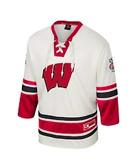 Colosseum Men's Cream Wisconsin Badgers Puck Proud Fashion Hockey Jersey