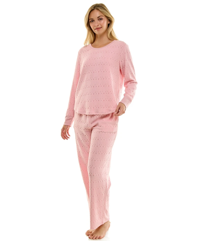 Roudelain Women's 2-Piece Long-Sleeve Crewneck Top and Pants Set