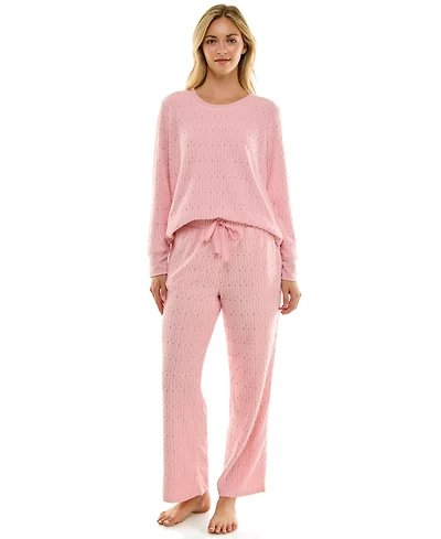 Roudelain Women's 2-Piece Long-Sleeve Crewneck Top and Pants Set