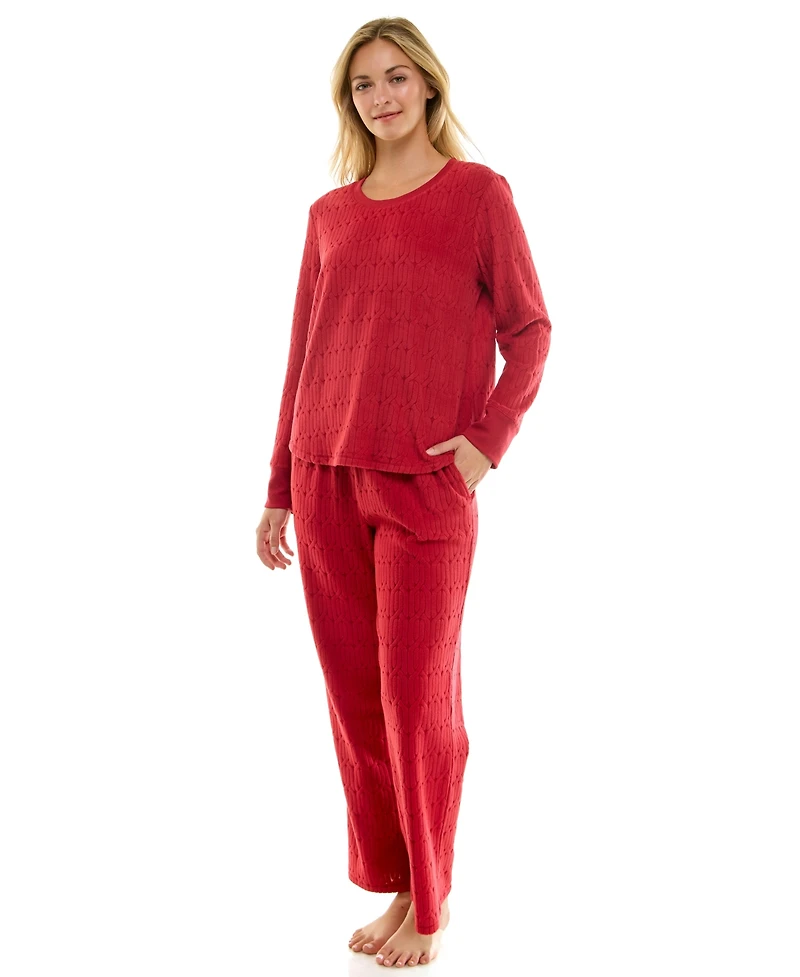 Roudelain Women's 2-Piece Long-Sleeve Crewneck Top and Pants Set