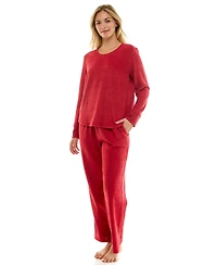 Roudelain Women's 2-Piece Long-Sleeve Crewneck Top and Pants Set
