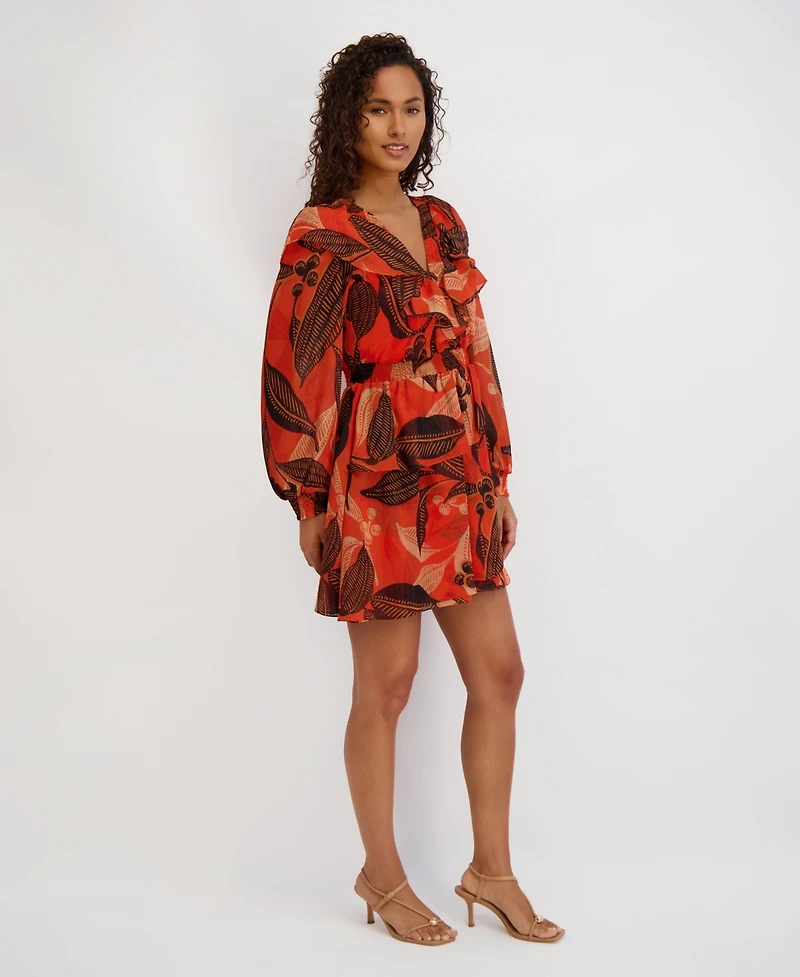 kensie Women's Long-Sleeve V-Neck Dress