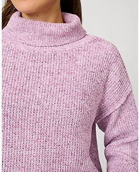 Cable & Gauge Women's Heathered Yarn Relaxed Lounge Turtleneck Sweater