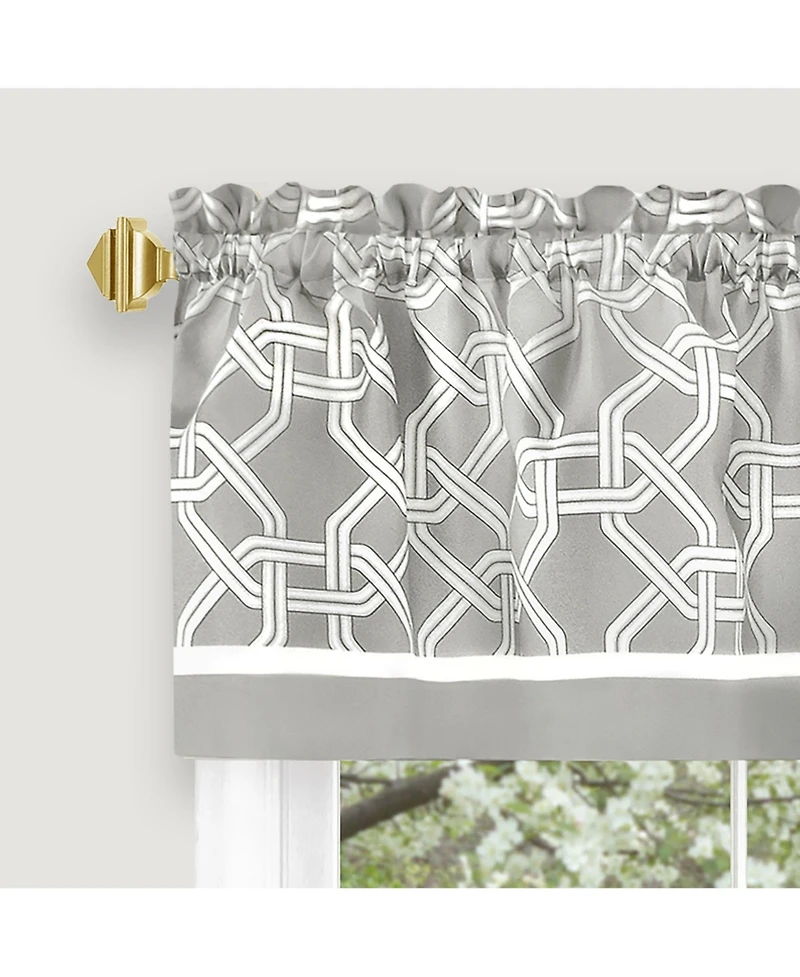 Kate Aurora Geometric Crescent 3 Piece Rod Pocket Cafe Kitchen Curtain Tier & Valance Set