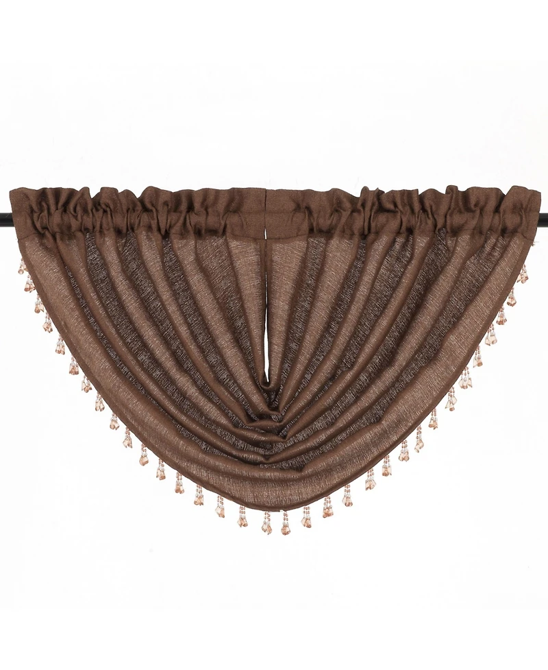 GoodGram 2-Pack: Beaded Emerald Crepe Waterfall Valances - 44 in. W x 37 L, Pumpkin Spice/Terracotta