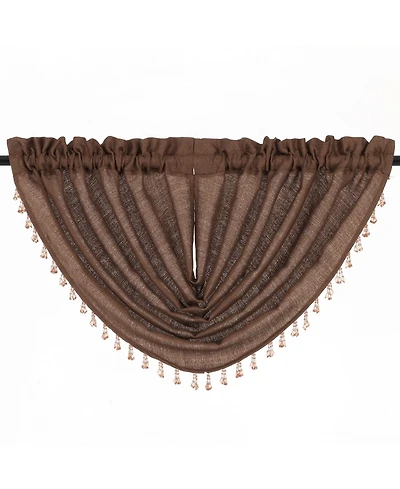 GoodGram 2-Pack: Beaded Emerald Crepe Waterfall Valances - 44 in. W x 37 L, Pumpkin Spice/Terracotta