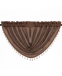 GoodGram 2-Pack: Beaded Emerald Crepe Waterfall Valances - 44 in. W x 37 L, Pumpkin Spice/Terracotta