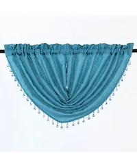 GoodGram 2-Pack: Beaded Emerald Crepe Waterfall Valances - 44 in. W x 37 L, Pumpkin Spice/Terracotta