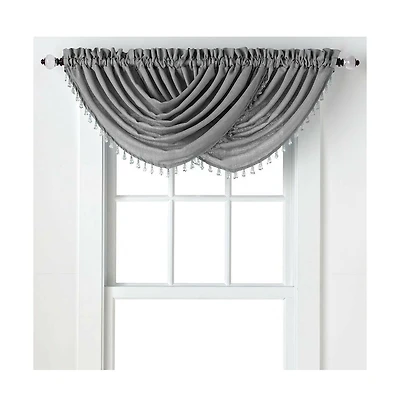 GoodGram 2-Pack: Beaded Emerald Crepe Waterfall Valances - 44 in. W x 37 L, Pumpkin Spice/Terracotta