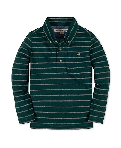Hope & Henry Little and Big Boys' Organic Long Sleeve Jersey Knit Polo Shirt